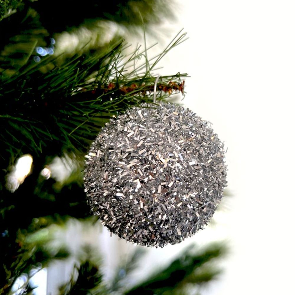 Esfera con Glitter Silver 6 cm